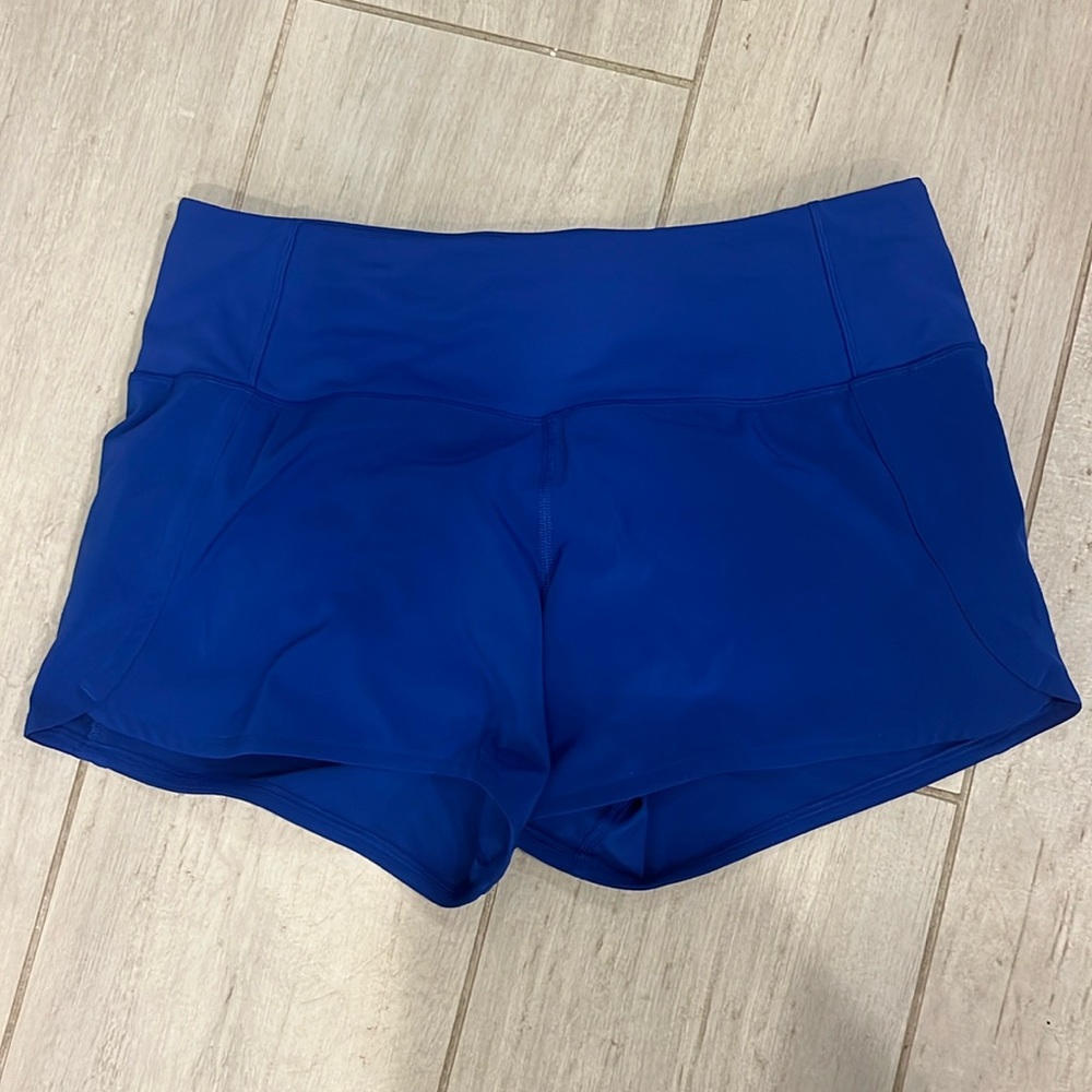 lululemon blue speed up shorts